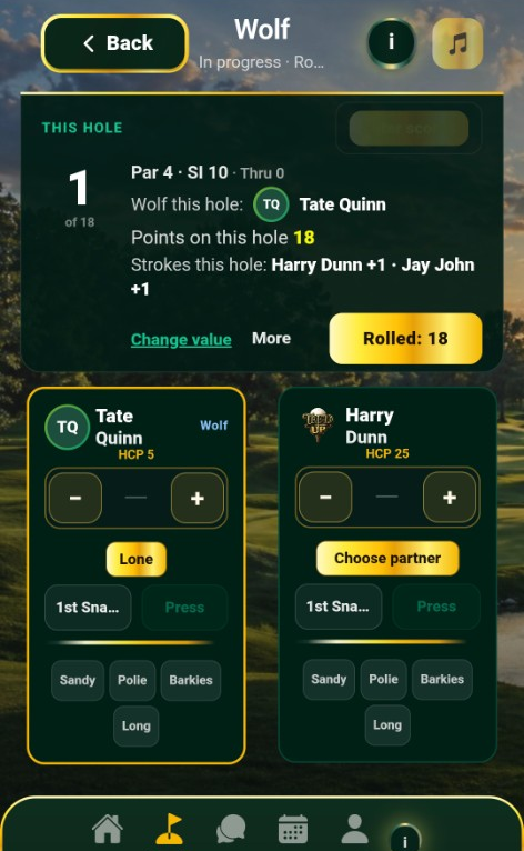 Wolf hole setup before partners are chosen in Tee'd Up
